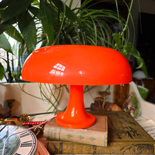 Orange Led plastic table lamp mushroom donut Artemide Nesso Mcm style