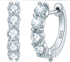 Moissanite Hoop Earrings   Sterling Silver S925 