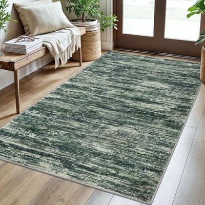 3x5 Dark Green Modern Abstract Rug for 3' x 5' (Rectangular) Dark Green/White