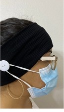 Ear Saver Button Headband - One Size Fits All Black