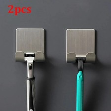 2PCS 304 Stainless Steel Razor Holder Shaver Stand Bathroom Hook