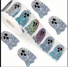 40 PCs 1x1.2  Holographic Cartoon Ghost Stickers Kids Party Rewards Halloween