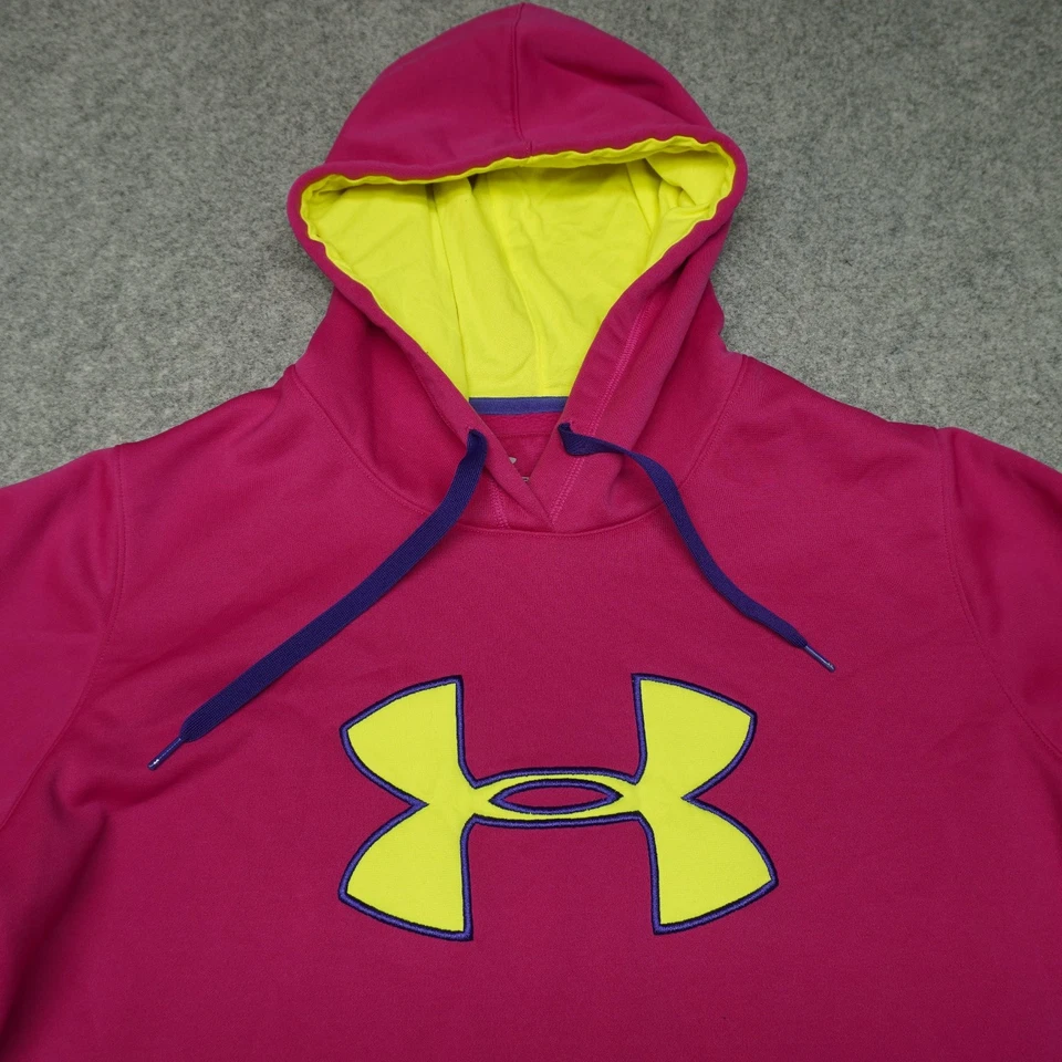 Under Armour Hoodie Women's Pink Yellow LG Polyester UA Storm - Image 3 of 4