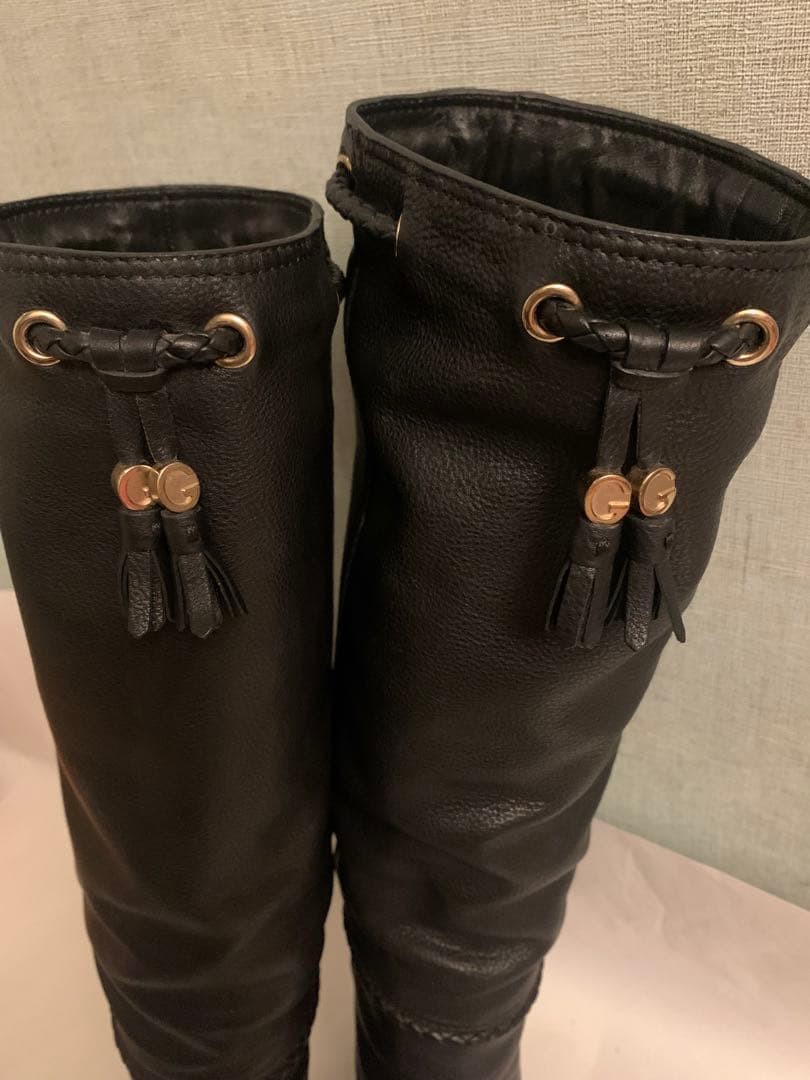GUCCI Boots Heel Long Leather Black EU36/US6 116444c thumbnail 3