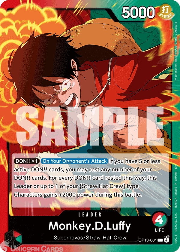 OP13-001 Monkey.D.Luffy : Leader English One Piece TCG Card : OP13: Carrying on