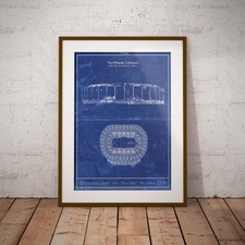 Edmonton Northlands Coliseum Blueprint: Vintage Styled Oilers Hockey Art