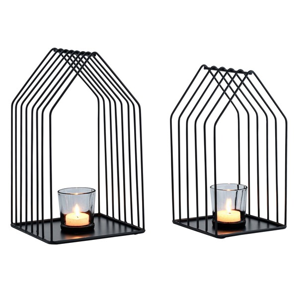 2Er Set Moderne Haus Deko Teelichthalter Kerzenhalter KerzenstäNder Windlichter-image