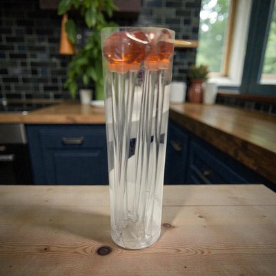 Set of 8 Football Themed Plastic Swizzle Sticks In Container NFL Barware Novelty