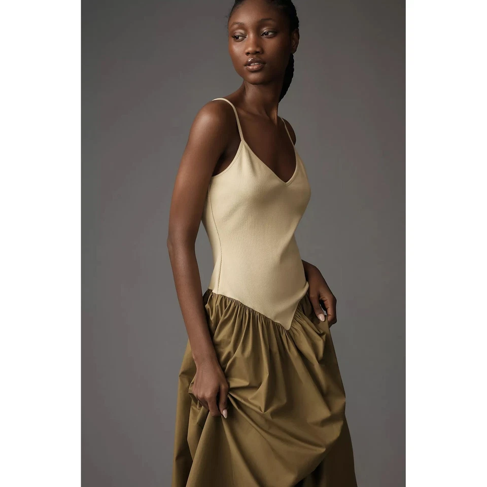 Платье миди Maeve Anthropologie | двухцветное без застежек облегающее и расклешенное | размер M - Изображение 3 из 4