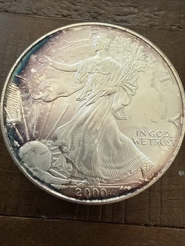 2000 American Silver Eagle BU Coin 1 Oz $1 Dollar Uncirculated/ Toning