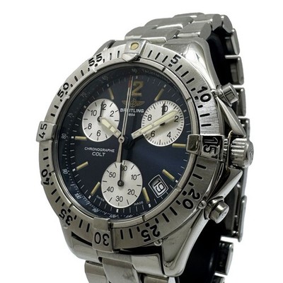 Breitling 38 mm Colt Chrono ozeanblaues Zifferblatt Chronograph SS Herrenuhr ...