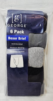 George Lizard Boxer Men’s George 6 Pack Boxer Briefs Size 3XL 48-50 Black & Grey Tag Free ...