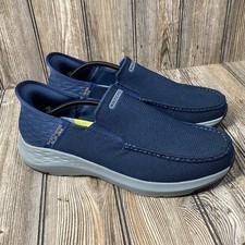 Skechers USA Mens Parson-Ralven 204804 Moc Toe Slip-Ins Navy Blue Size 11.5 US