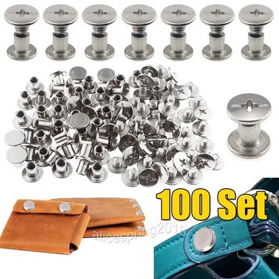 100er Set Buchschrauben Buchnieten Chicagoschrauben 5/8mm Nieten Gürtel Leder