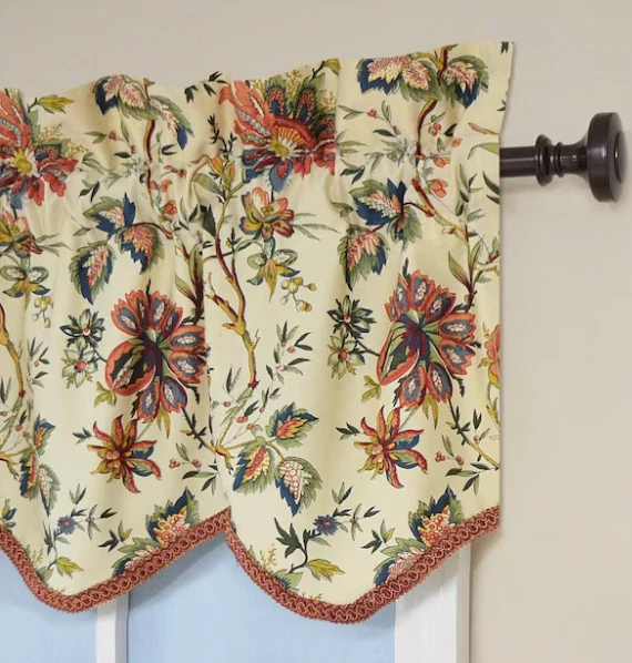 SET 2 - Waverly Valances Jacobean Felicite Floral Window Curtains 46.5” By 15” - Image 2 of 4