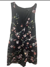 Kendall & Kylie Black Floral Romper Shorts M Sleeveless V-Neck Summer