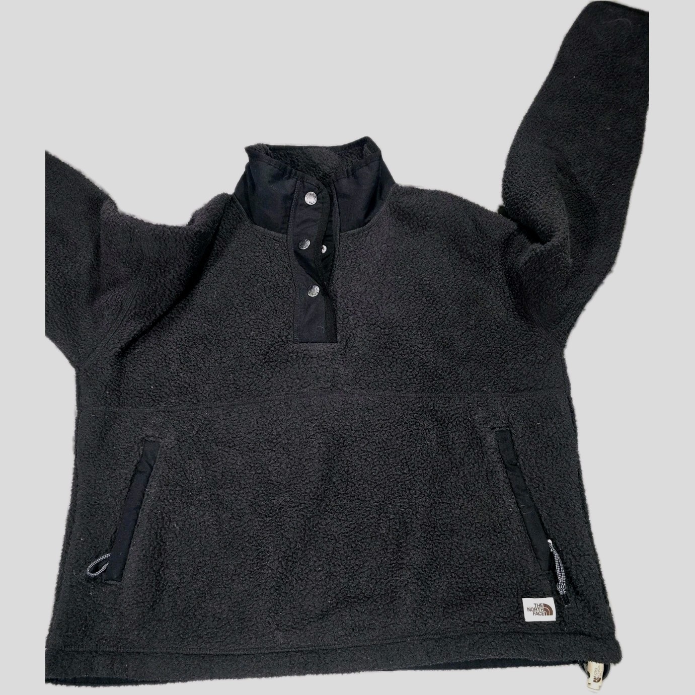 Rare VTG THE NORTH FACE 1/4 Button Front Hooded Fleece Sweatshirt 2000s WMNS S_p