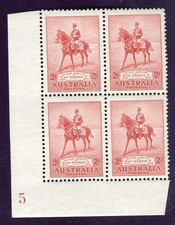 Australia KGV 1935 Jubilee 2d scarlet SG156 MNH Plate 5 block of 4
