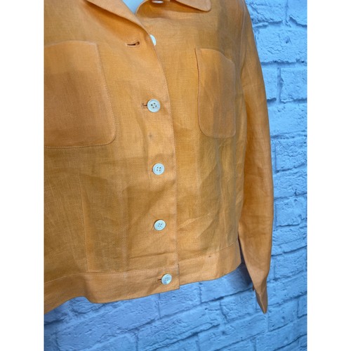 Vintage Talbots Irish Linen Orange Blazer Womens 4 Y2K Style Lightweight Jacket - Picture 3 of 6