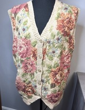 Vintage Portraits By Northern Isles Hand Knit Sweater Vest Size 1X Floral