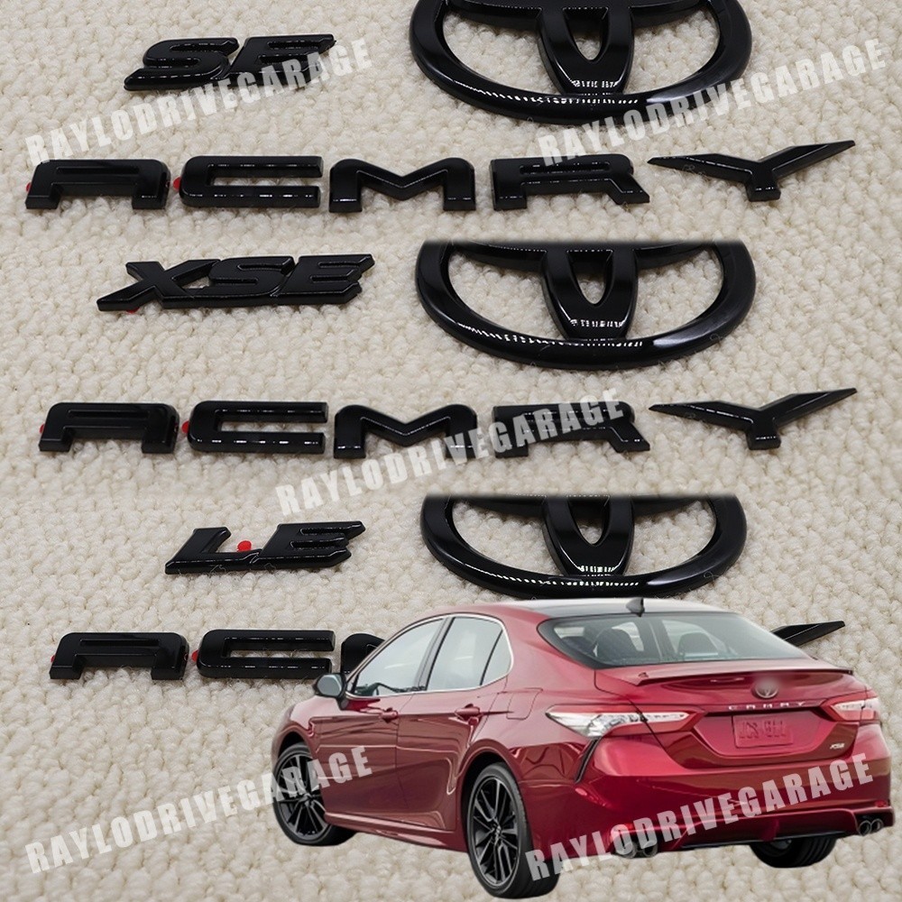 Gloss Blackout Emblem Overlay Kits For 2018-2024 Camry SE XSE LE Rear Badge 3pcs