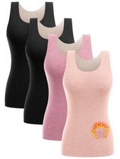 4 Pack Thermal Tank Tops Women Fleece Lined Underwear Tops Soft Camisoles Sle...