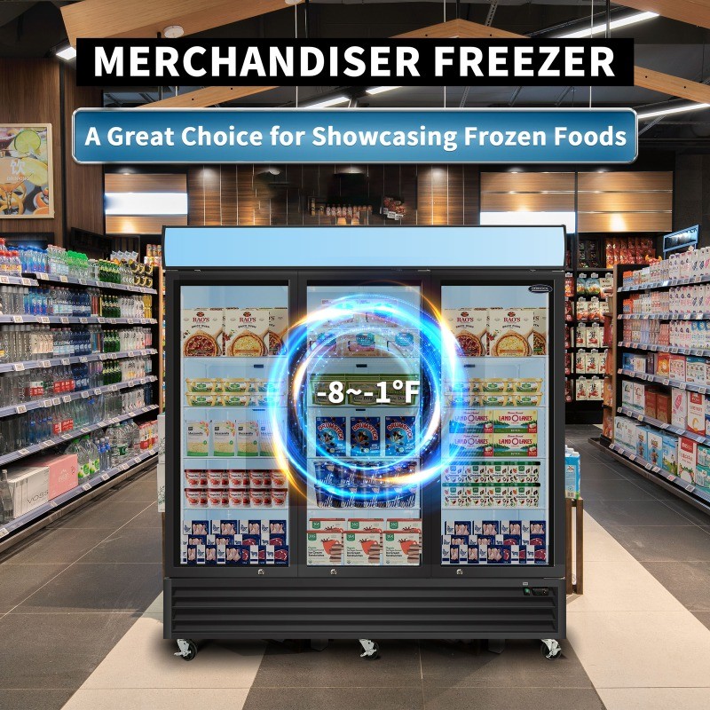 Commercial Glass Door Freezer Reach in Display Merchandiser Restaurant 70 Cu.ft