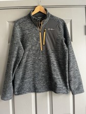 Eddie Bauer Sweater Mens Medium Gray Fleece 1/4 Zip Pullover First Ascent