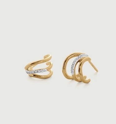 MONICA VINADER   Riva Triple Wave Diamond Huggie Ohrringe 18k Gold UVP 209£