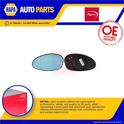 Mirror Glass fits BMW 335D 3.0D Left 06 to 10 N/S Passenger Side Door Apec New