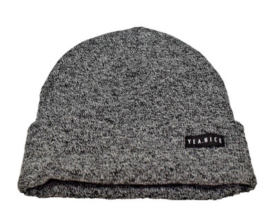 Yea Nice Cuff Beanie Knit Hat Men's Heathered Grey New!