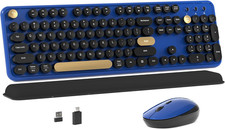Retro Wireless Keyboard and Mouse Combo with Round Keycaps, Ergonomic Design