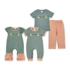 Sibling Baby Girls Boys Halloween Dog Pumpkin Outfit and Romper