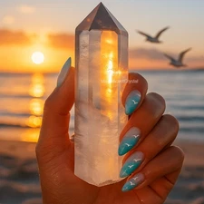 Grade AAA Clear Quartz Tower Point Healing Gemstone Decor Energy Display Gifts