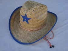 Infant/Toddler COWBOY/COWGIRL Hat Straw With Blue Trim Badge Brand NEW
