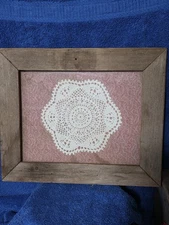 Framed Crocheted Doily Ready To Hang