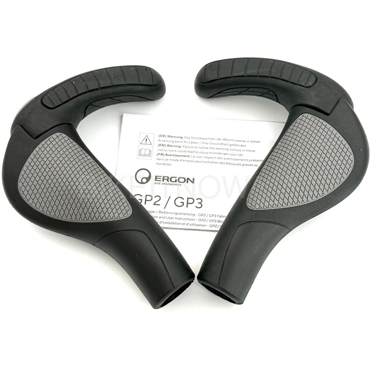 Ergon GP3-L Handlebar MTB Bike Grips Lock-On Hybrid 3-Finger Bar Ends, Large