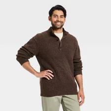Men's Mock Neck Button Sweater - Goodfellow & Co Brown L