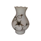VTG Carl Falkenstein Hurricane Lamp Shade Ruffle Top Milk Glass Brass Design
