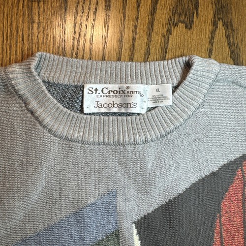 ST. CROIX x PICASSO Sweater Picasso Graphic Art knit Crew XL Rare Jacobsons USA - Picture 3 of 9