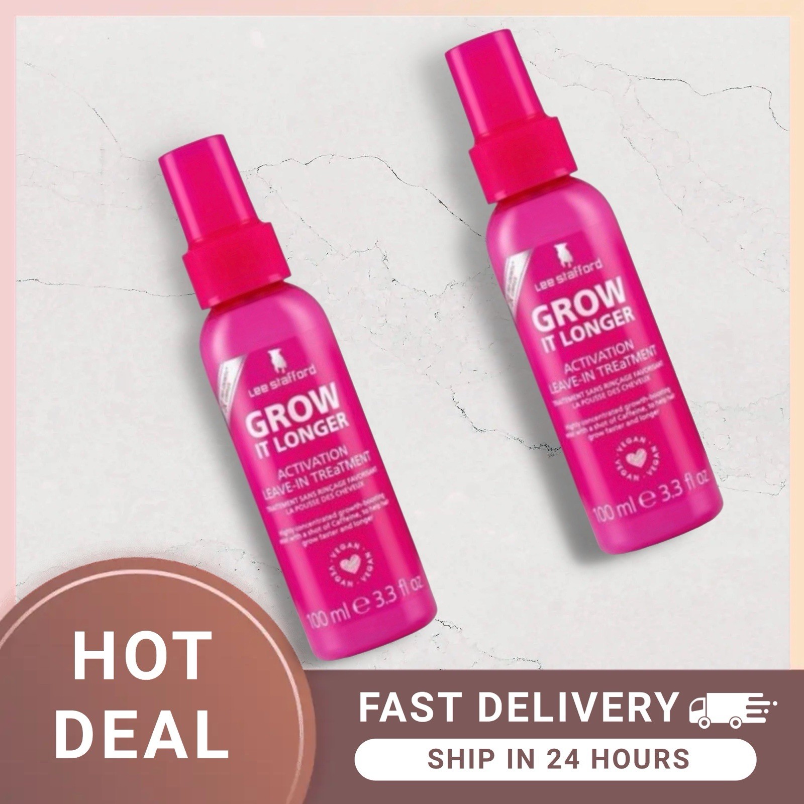 Lee Stafford HAIR GROWTH Grow It Longer Activation Leave In treatment 100ml X 2