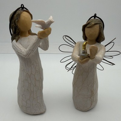 (2) Willow Tree  Soar'' 2016 & ''Angel Of Hope'' 2013 Ornaments - 4''H Demdaco