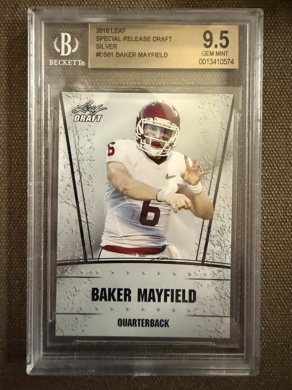 BAKER MAYFIELD 2018 LEAF SPECIAL RELEASE SILVER DRAFT #DS-01 BGS 9.5 GEM MINT