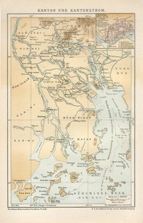 1899 CHINA CANTON GUANGZHOU GUANGDONG MACAU Antique Map dated