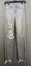 American Eagle Jeans Super Stretch X High Rise Jegging Destroyed Skinny Women 00