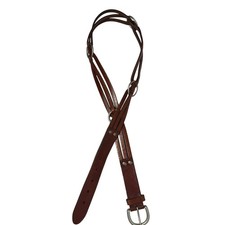 Genuine Leather Belt with Solid Brass Buckle Brown 43" Length Women's Vintage