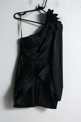 Forever Unique Damen Satin One Shoulder Partywear Kleid - schwarz - Größe 8 (e81)
