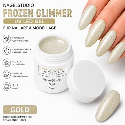 Frozen Glimmer Gold UV Gel 5ml LED UV Nagelgel Glitter Nailart Modellage