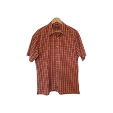 Nautica Shirt Mens Size XL Red Plaid Casual Button Up Short Sleeve 100 Cotton