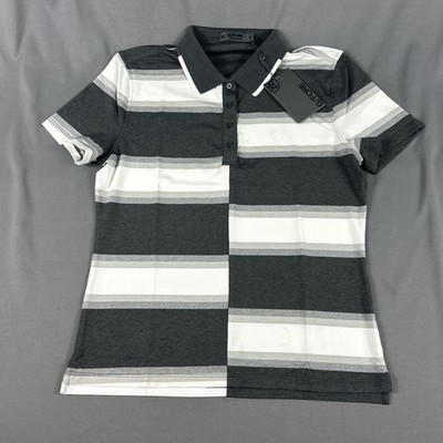 G/Fore G4 Golf Shirt Polo Offset Stripe Small Gray Polyester Spandex MSRP $110